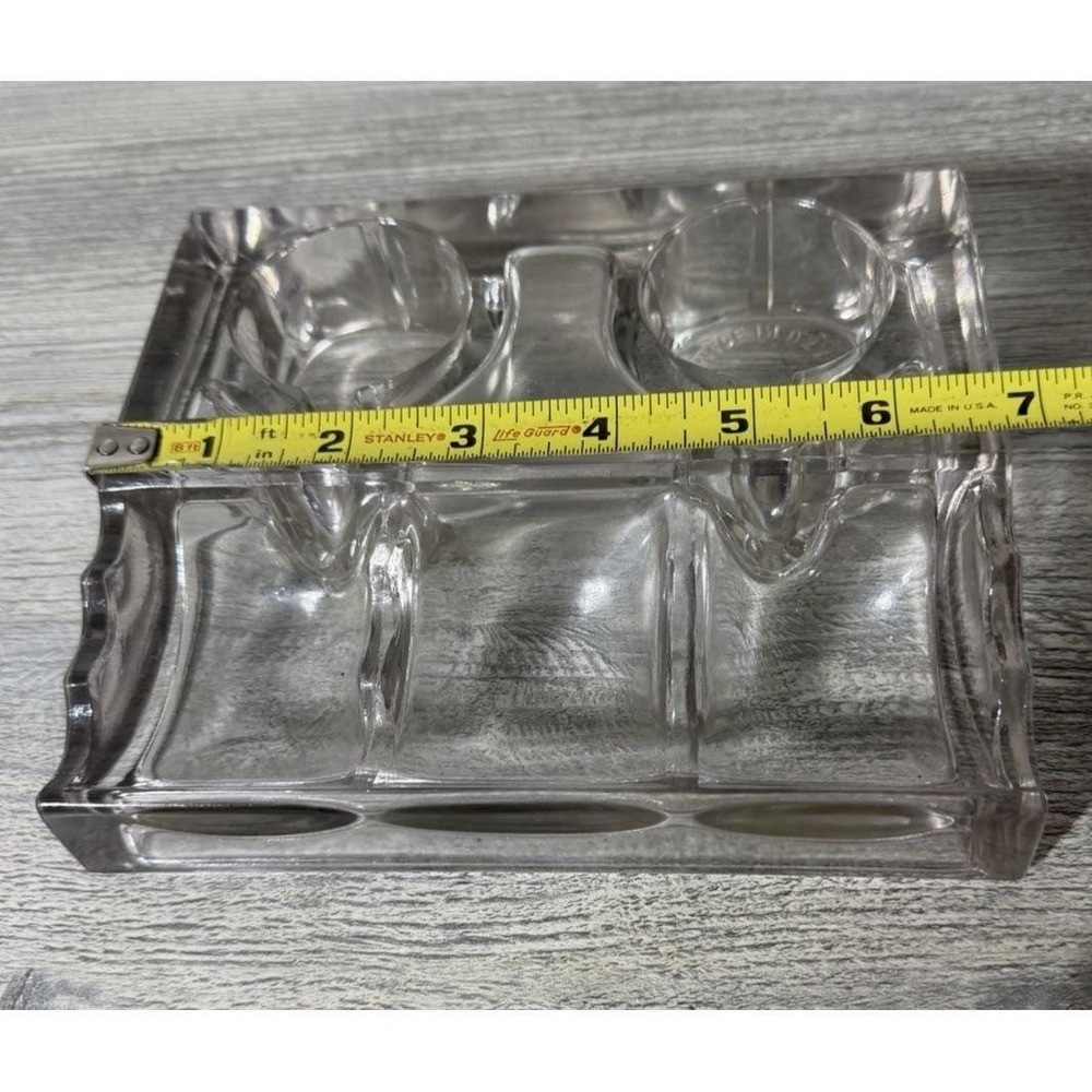 Antique Vintage 1911 Heavy Clear Glass Double Inkwell Desk Set Gem USA - Picture 8 of 9